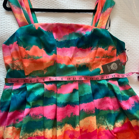 Vince Camuto Cap Sleeve Fit And Flare Multicolor Sleeveless Mini Dress - Picture 13 of 16